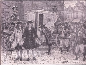 Los plenipotenciarios ingleses insultados en las calles de Utrecht AD 1712 de Henry Marriott Paget